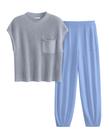 Conjunto de Moletom PRETTYGARDEN em Tricô com 2 Peças XL Azul Céu