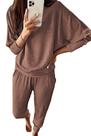 Conjunto de Moletom PRETTYGARDEN Feminino 2 Peças Canelado Café P