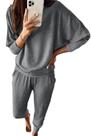 Conjunto de Moletom PRETTYGARDEN Feminino 2 Peças Canelado Cinza Escuro G