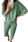 Conjunto de Moletom PRETTYGARDEN Feminino 2 Peças Canelado Verde Claro M