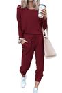 Conjunto de Moletom PRETTYGARDEN Feminino 2 Peças Jogger Vinho 3XL