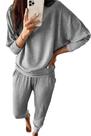 Conjunto de Moletom PRETTYGARDEN Feminino Cinza Canelado 2 Peças XXL