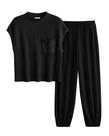 Conjunto de Moletom PRETTYGARDEN Feminino de Tricô 2 Peças Preto G