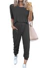 Conjunto de Moletom PRETTYGARDEN Feminino Dois Peças Cinza Escuro 3XL