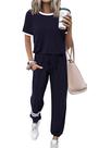 Conjunto de Moletom PRETTYGARDEN Feminino Dois Peças Lounge Listrado Azul G