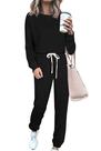 Conjunto de Moletom PRETTYGARDEN Preto Básico Manga Longa Tamanho G