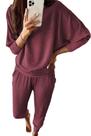 Conjunto de Moletom PRETTYGARDEN Vermelho Vinho Canelado Tamanho P Conjunto de Moletom PRETTYGARDEN Vermelho Vinho Canelado Tamanho P