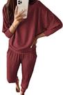 Conjunto de Moletom PRETTYGARDEN XX-Large Marrom Vermelho Canelado para Lazer