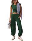 Conjunto de moletom Seetaa para treino casual feminino verde escuro S