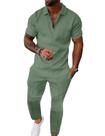 Conjunto de moletons, agasalho masculino UOUA, manga curta, verde claro
