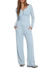 Conjunto de moletons Darong 2025 outono-inverno para mulheres azul claro L