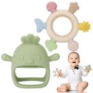 Conjunto de Mordedores para Bebê Socub com Luva de Silicone e Anel de Madeira