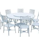 Conjunto de Móveis de Alumínio Fundido com Mesa de 1,50m e 8 Cadeiras Giratórias Conjunto de Móveis de Alumínio Fundido com Mesa de 1,50m e 8 Cadeiras Giratórias