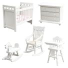 Conjunto de móveis de casa de bonecas em miniatura White Crib Dresser 1:12 Conjunto de móveis de casa de bonecas em miniatura White Crib Dresser 1:12