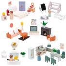 Conjunto de móveis de madeira Dollhouse PairPear 56 peças 3Y+ Conjunto de móveis de madeira Dollhouse PairPear 56 peças 3Y+