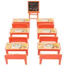 Conjunto de móveis de sala de aula em miniatura Dollhouse Desk & Chair