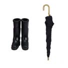 Conjunto de móveis Dollhouse, botas de chuva e guarda-chuva, escala 1/12
