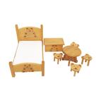 Conjunto de móveis Dollhouse em miniatura 1:12 para quarto de bebê, 5 peças de madeira