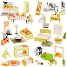 Conjunto de móveis Dollhouse Giant Bean 85 unidades para 6 quartos, crianças a partir de 3 anos