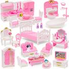 Conjunto de móveis Dollhouse HAPGFS 45 unidades para bonecas de 5-6 polegadas rosa