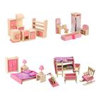 Conjunto de móveis Dollhouse KunHe Wooden com cozinha e banheiro