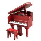 Conjunto de móveis Dollhouse para piano de cauda em miniatura com banco