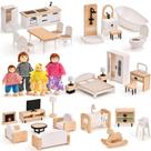 Conjunto de móveis Dollhouse Toyssa com 36 peças de madeira de faia e plástico Conjunto de móveis Dollhouse Toyssa com 36 peças de madeira de faia e plástico