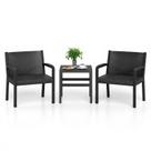 Conjunto de Móveis para Área Externa COSTWAY 3 Peças em Rattan PP Preto Conjunto de Móveis para Área Externa COSTWAY 3 Peças em Rattan PP Preto