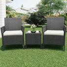 Conjunto de Móveis para Área Externa GAOMON 3 Peças em Vime de Rattan com Almofadas