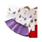 Conjunto De Natal Para Meninas Com Suéter De Manga Longa, Cardigã E Saia Em Duas Peças Para Outono E Conjunto De Natal Para Meninas Com Suéter De Manga Longa, Cardigã E Saia Em Duas Peças Para Outono E