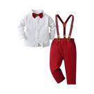 Conjunto De Natal Para Meninos: Camisa Branca Com Estampa De Estrelas E Conjunto De Alças - Traje