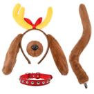 Conjunto de orelhas e cauda de cachorro Antler, faixa de cabeça amarela com coleira para crianças