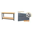 Conjunto de Organização Profissional 1 Bancada Aberta 150cm 1 Painel para Ferramentas em Aço