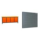 Conjunto de Organização Profissional 1 Bancada Aberta 200cm 1 Painel para Ferramentas em Aço Presto Preto