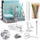 Conjunto de organizador de mesa KAAKOW em prata, kit de material de escritório
