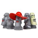 Conjunto de ornamentos de jardim, figura de resina Moai, Ilha de Páscoa, 5 unidades
