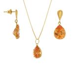 Conjunto De Ouro 18k Zircônia Gota Champanhe Citrino