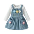 Conjunto De Outono Para Bebês Meninas, Manga Comprida, Saia Com Flores De Crochê, Faixa De Cabeça,