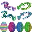 Conjunto de ovos de animais impressos em 3D Toy FRVTJS com interior de salamandra x4