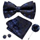 Conjunto de Pajarita Barry.Wang Floral Azul Marino y Negra de Seda Conjunto de Pajarita Barry.Wang Floral Azul Marino y Negra de Seda