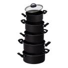 Conjunto De Panela Caçarola Antiaderente 5 Pçs Tampa Vidro
