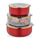 Conjunto de Panela Esmalte Para Armazenamento Alimentos / 3 Peças Vermelho Conjunto de Panela Esmalte Para Armazenamento Alimentos / 3 Peças Vermelho