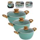 Conjunto de Panelas 3pç Cerâmica Verde Indução Mundiart Conjunto de Panelas 3pç Cerâmica Verde Indução Mundiart