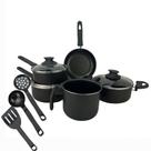 Conjunto De Panelas 8 Pçs Teflon Tampas De Vidro smart