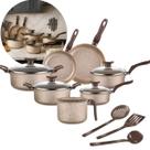 Conjunto De Panelas Antiaderente 10 Peças Coffee Cappuccino tampa de vidro