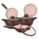 Conjunto De Panelas Belga 5 Peças Mta Frigideira Caçarolas e Wok