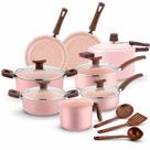 Conjunto de Panelas Belíssimo 11 Peças Rose + Pressão 3L Antiaderente