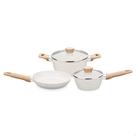 Conjunto de Panelas Carmela Baunilha 3 Peças em Alumínio Forjado Revestimento CeramicFlon cor Creme MTA 8480 Conjunto de Panelas Carmela Baunilha 3 Peças em Alumínio Forjado Revestimento CeramicFlon cor Creme MTA 8480