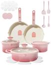 Conjunto de Panelas CAROTE 20 Peças Titanium Antiaderente Rosa