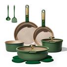 Conjunto de Panelas CAROTE Verde e Dourado 15 Peças Antiaderente para Indução